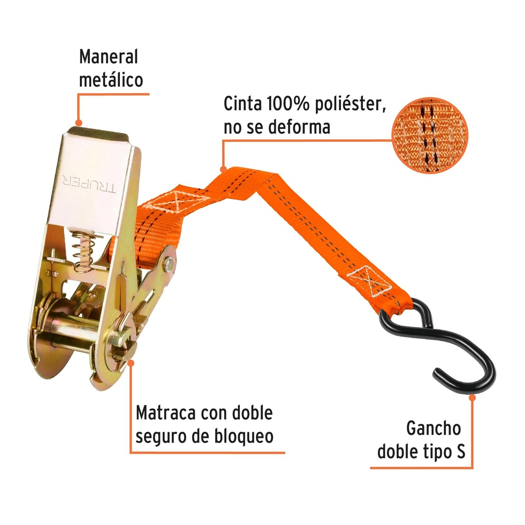 Juego de 2 sujetadores con matraca carga máxima 400 kg