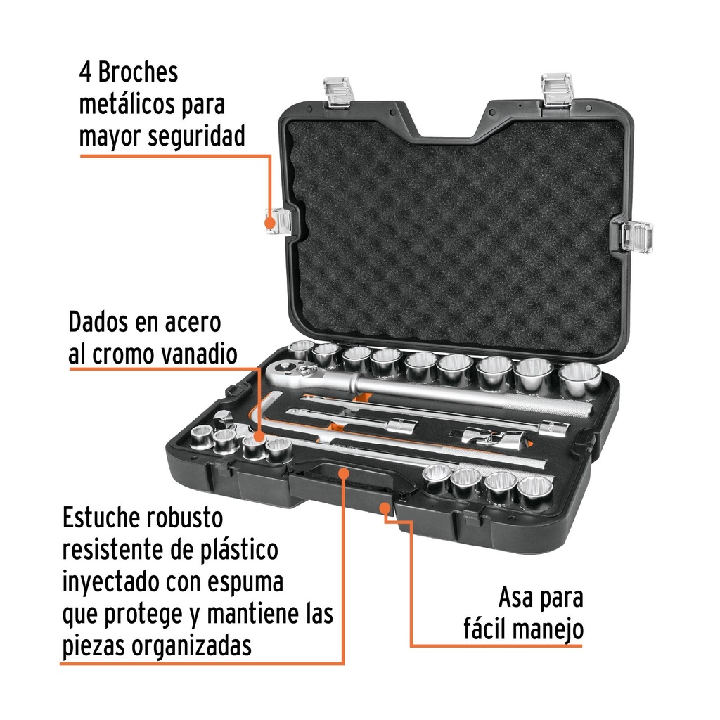 Juego de 23 herramientas cuadro 3/4' mm para mecánico