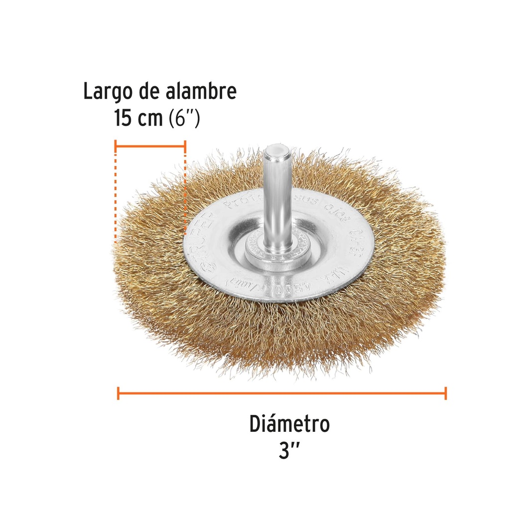 Carda circular 3' alambre fino para taladro, Truper