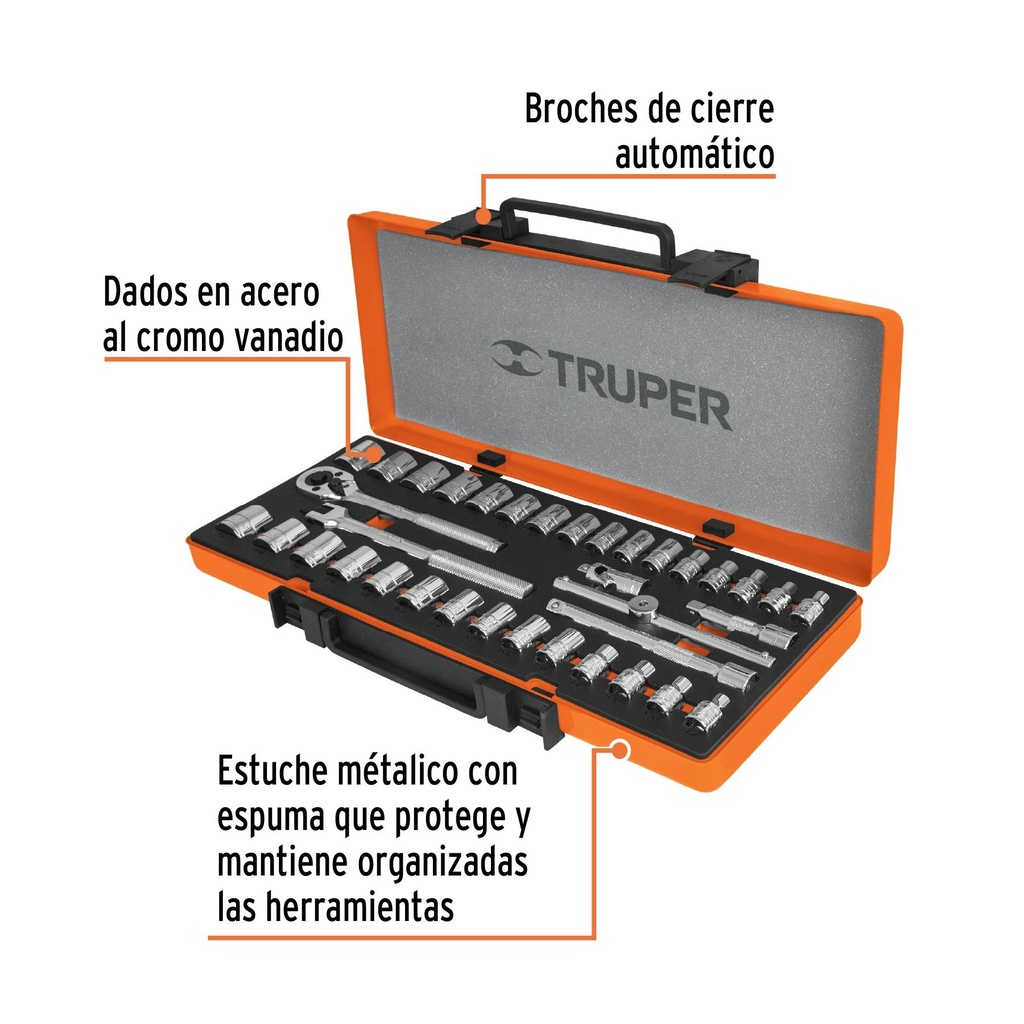Juego de 36 herramientas cuadro 3/8' std y mm para mecánico