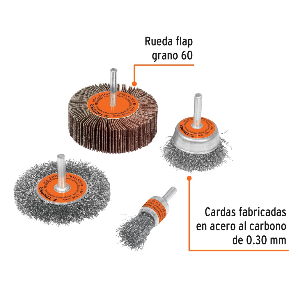 Juego de 4 cardas para taladro, Truper