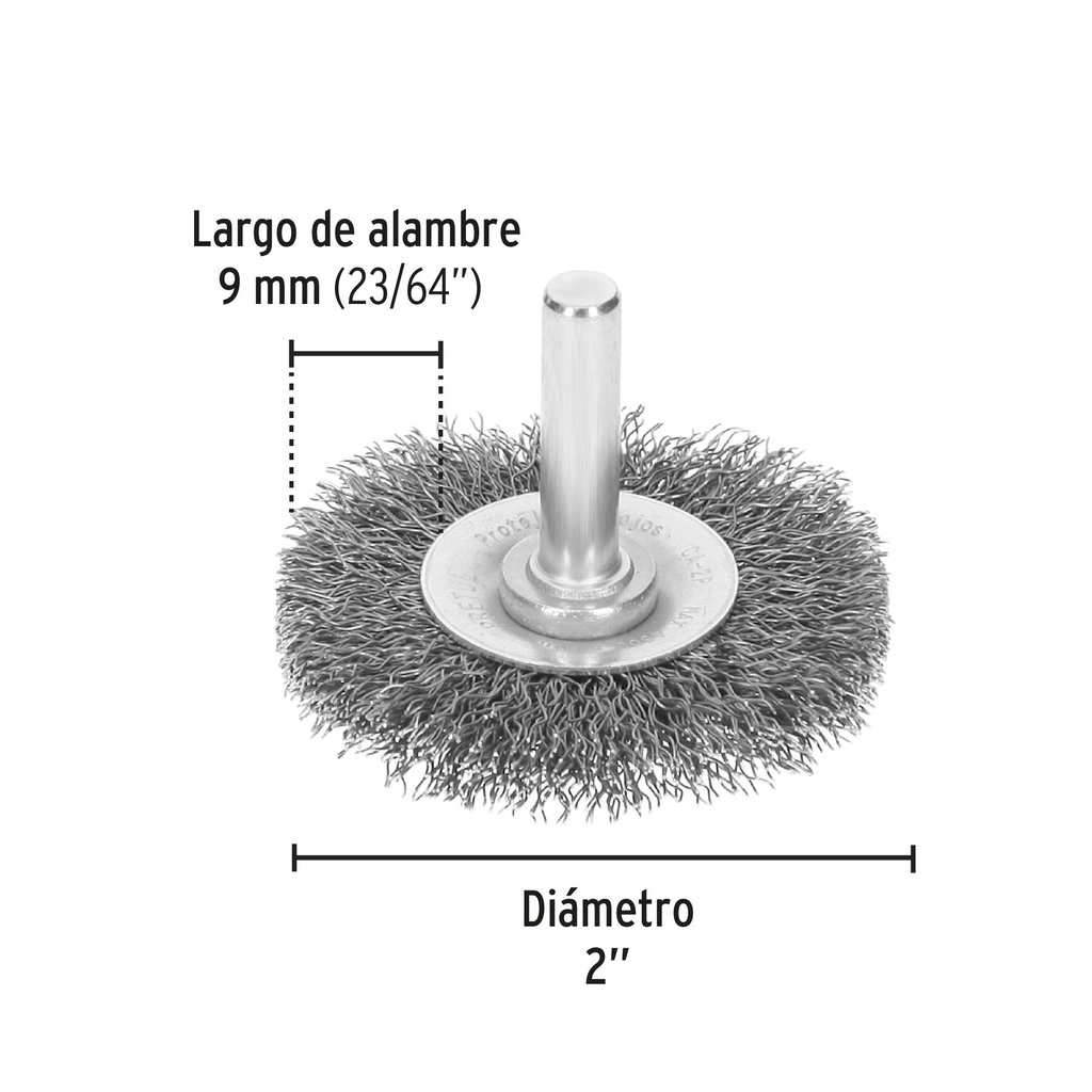 Carda circular 2' alambre grueso para taladro, Pretul