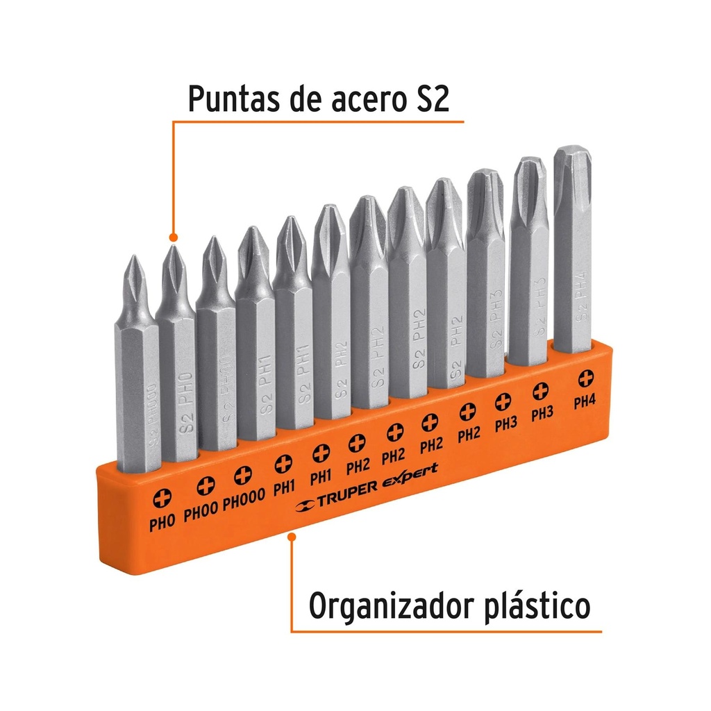 Juego de 12 puntas de cruz combinadas largo 2', Expert