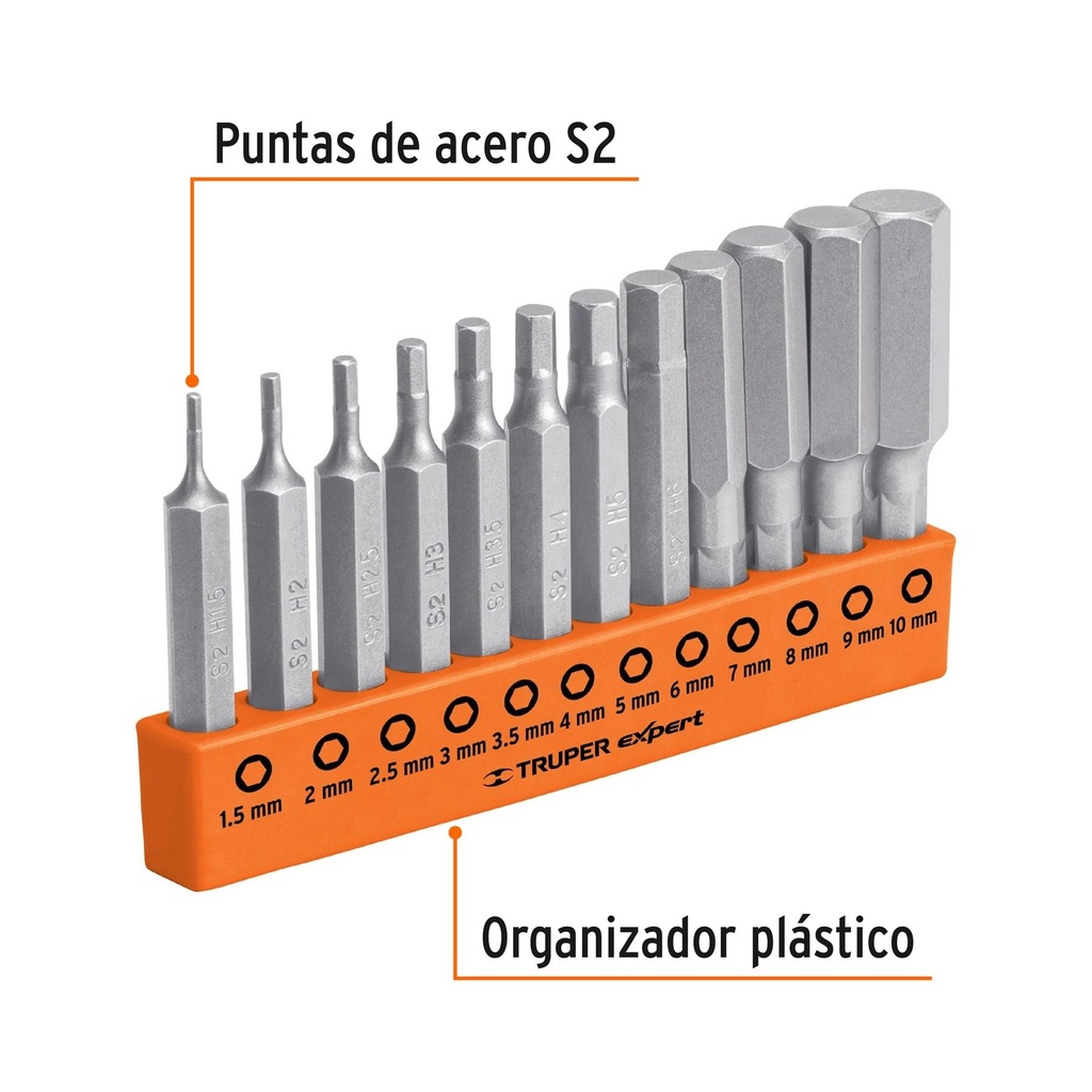 Juego de 12 puntas hexagonales mm largo 2', Expert