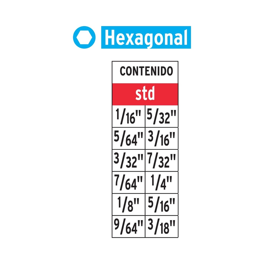 Juego de 12 puntas hexagonales std largo 2', Expert