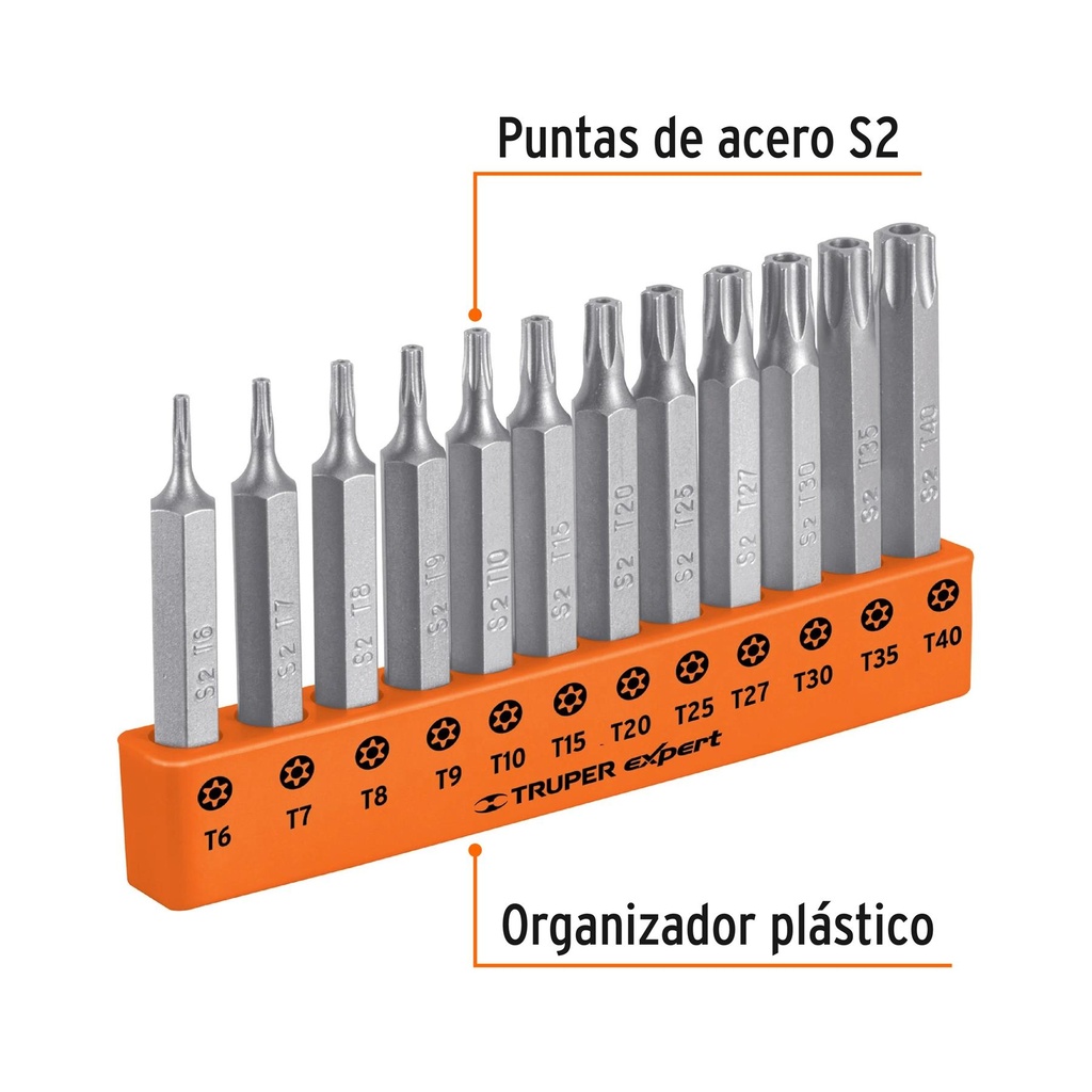 Juego de 12 puntas torx combinadas c/seguro largo 2', Expert