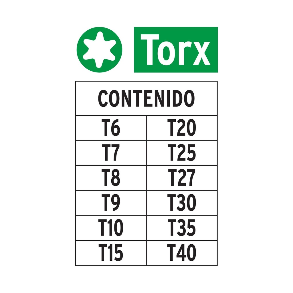 Juego de 12 puntas torx combinadas largo 2', Truper Expert