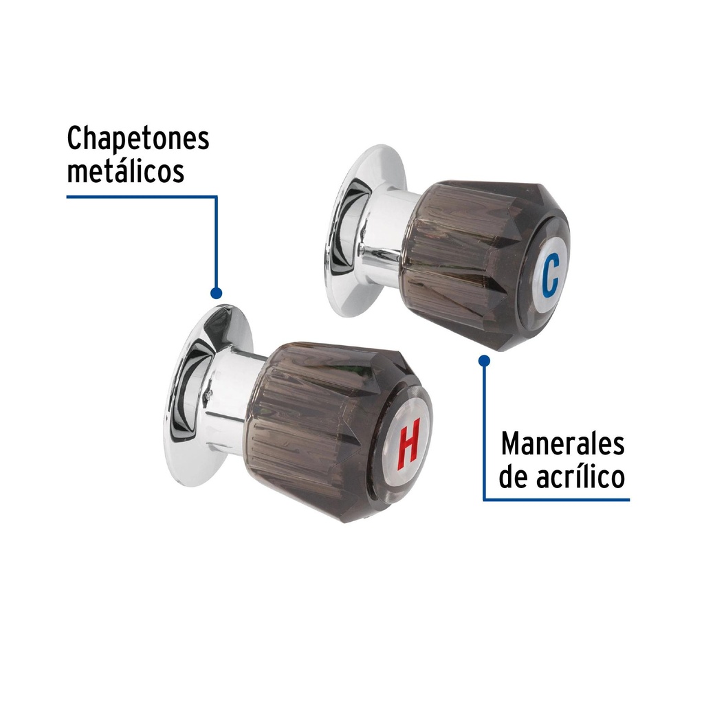 Juego de 2 manerales acrílico humo para regadera, Basic