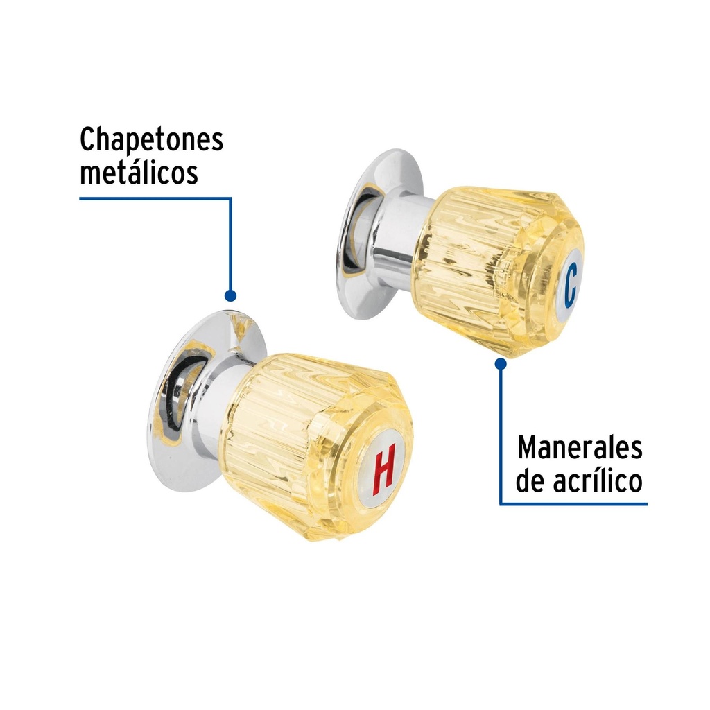 Juego de 2 manerales acrílico ámbar para regadera, Basic