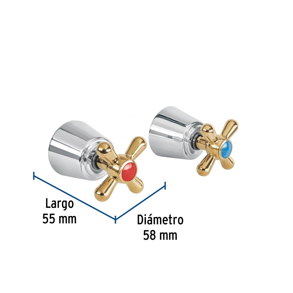 Juego de 2 manerales grandes, cruceta, Cromo-Oro, Foset Aqua