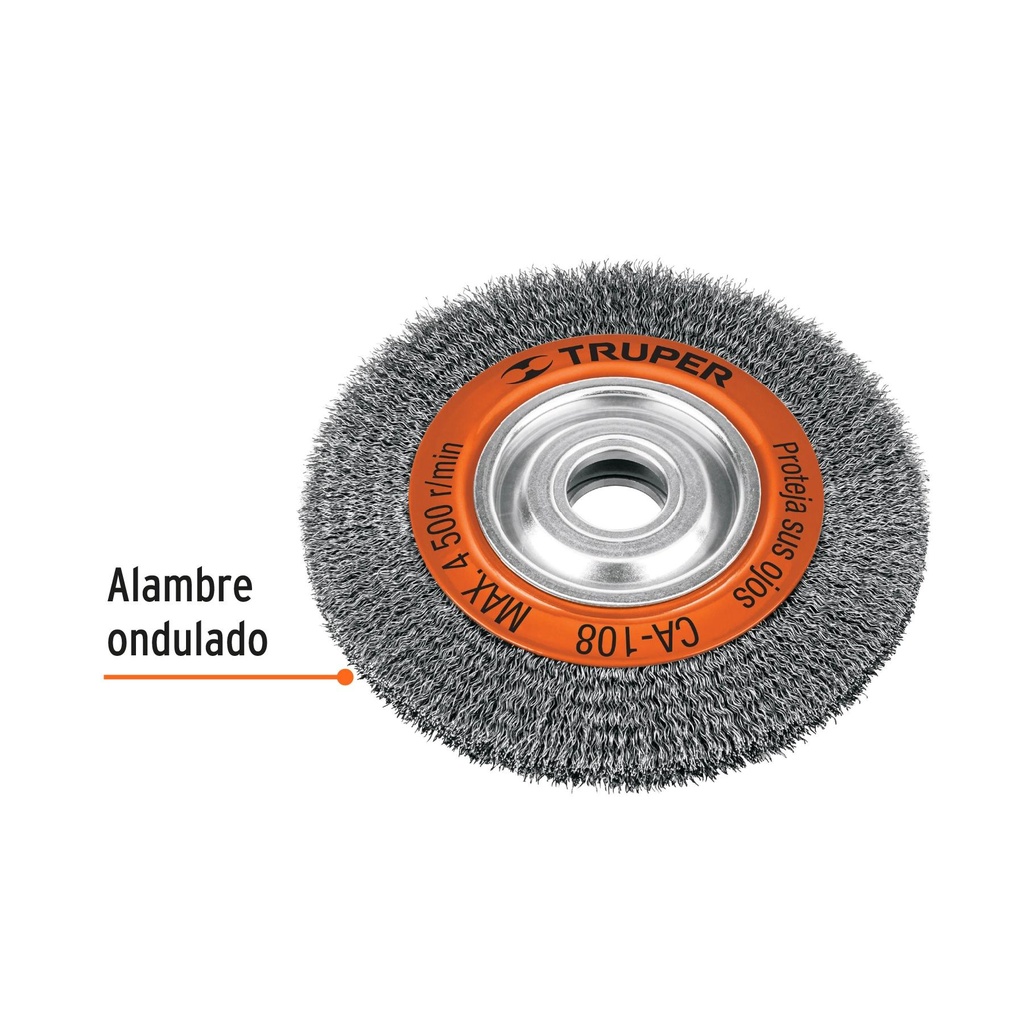 Carda alambre ondulado 8' x 7/8' para esmeril, Truper