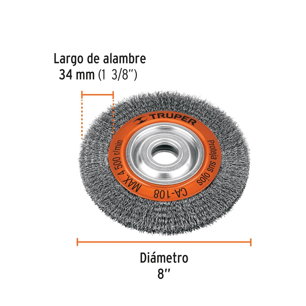 Carda alambre ondulado 8' x 7/8' para esmeril, Truper