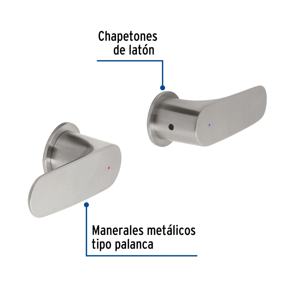 Juego de 2 manerales para regadera, satín, Foset Riviera