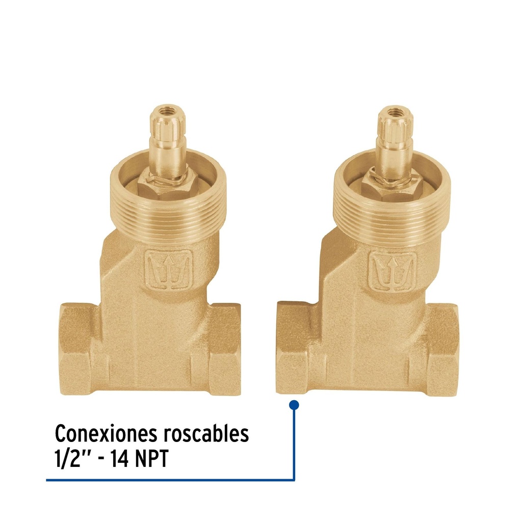 Juego 2 llaves empotrar roscables, cerámico de 1/4 vuelta