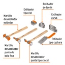 Juego 7 piezas de martillos y entibadores para hojalatero