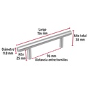 Jaladera de 96mm estilo 'Cilindro' acabado níquel satinado