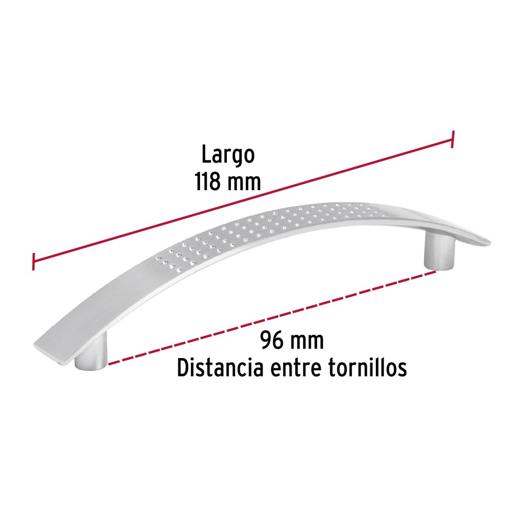 Jaladera de 96mm estilo 'Contempo' acabado níquel satinado