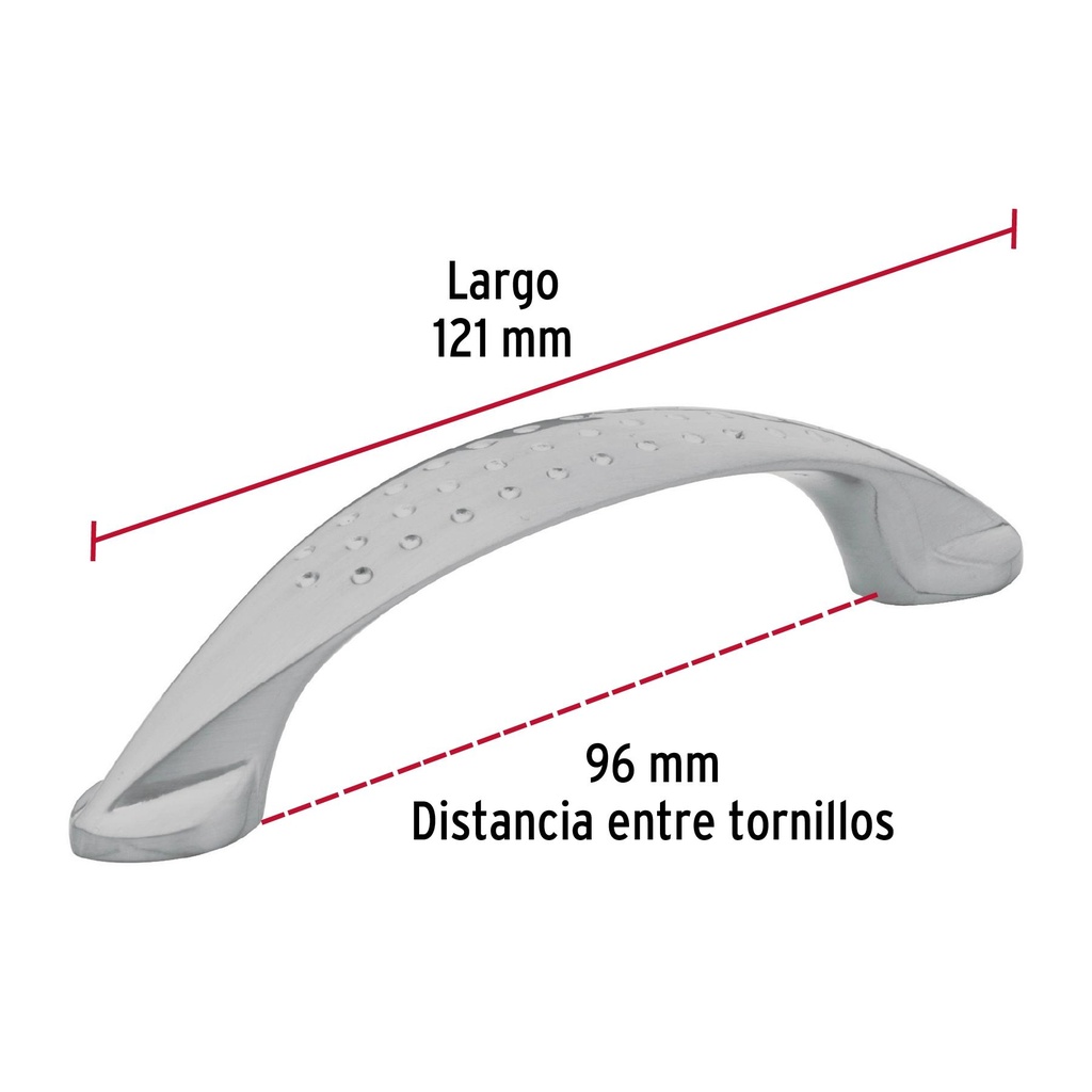 Jaladera de 96mm estilo 'Elipse' acabado níquel satinado