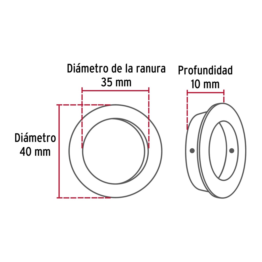 Jaladera de embutir circular No. 3 acabado latón brillante