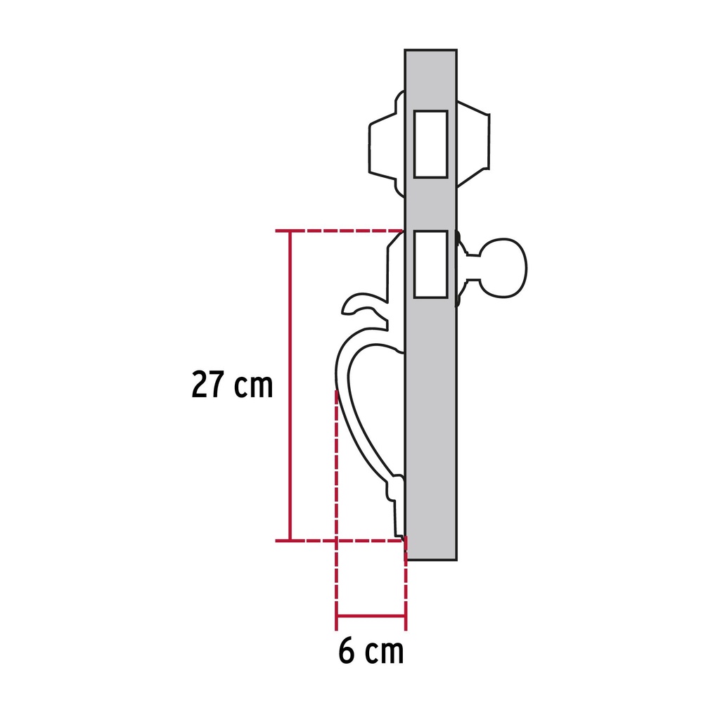 Jaladera, perilla y cerrojo llave, cromo mate, Hermex Basic