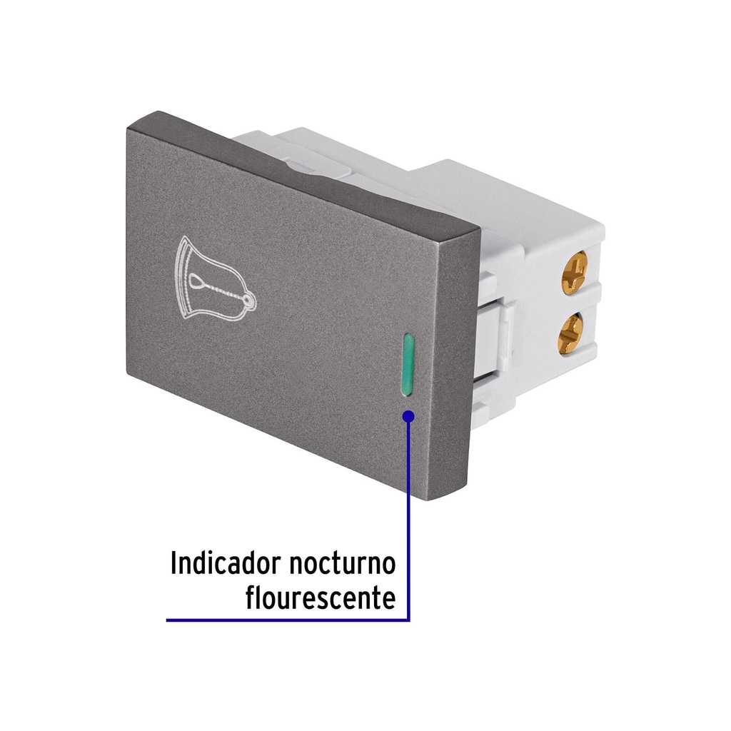 Interruptor timbre acero inox de 1.5 módulos, línea Lisboa