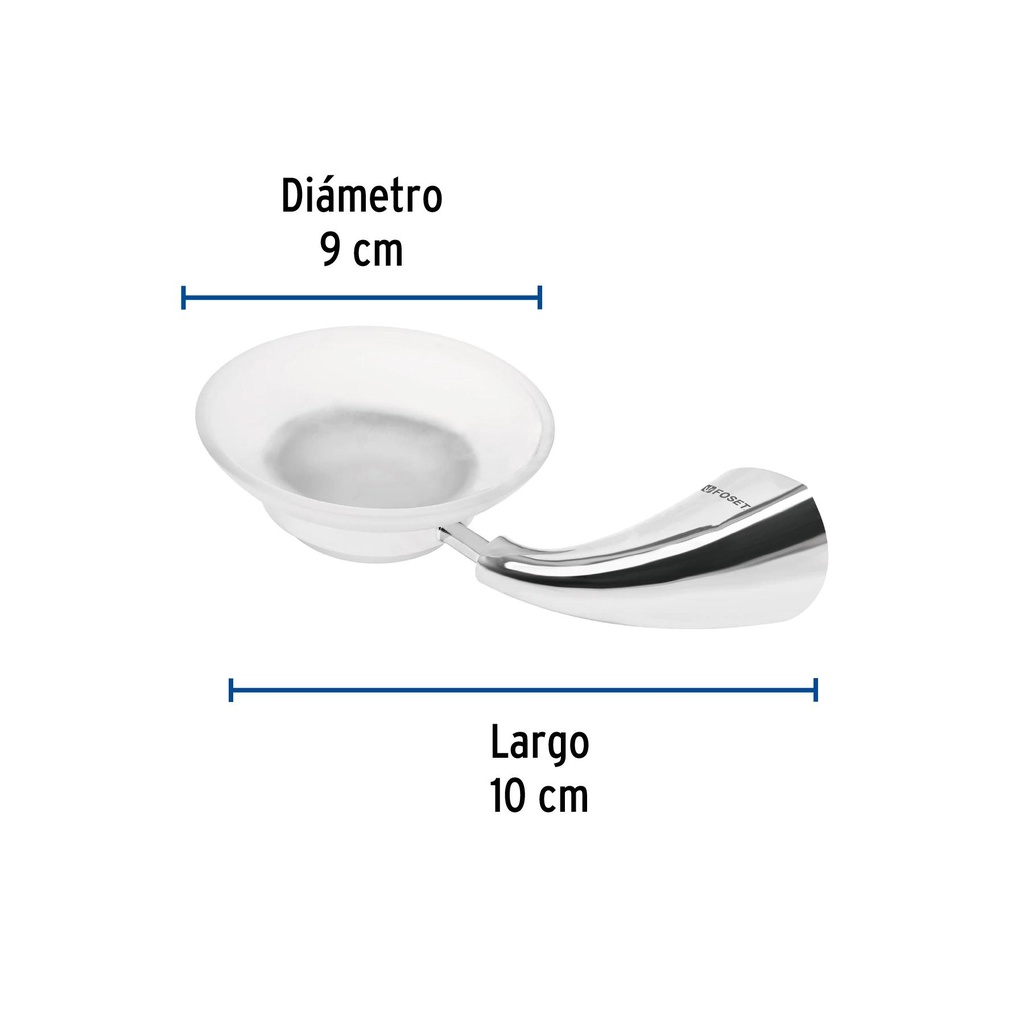 Jabonera metálica con plato de vidrio, Foset Aero