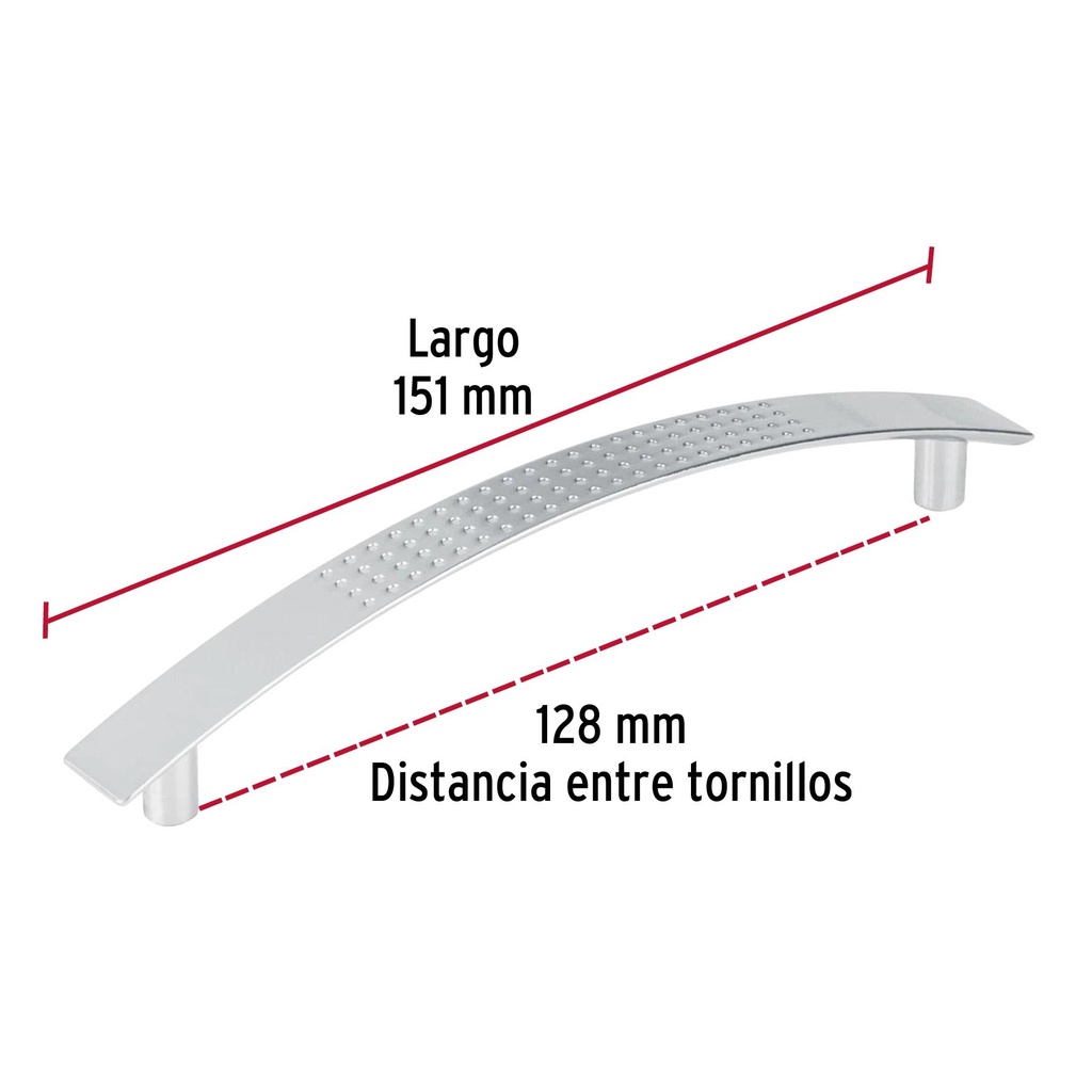 Jaladera de 128mm estilo 'Contempo' acabado níquel satinado