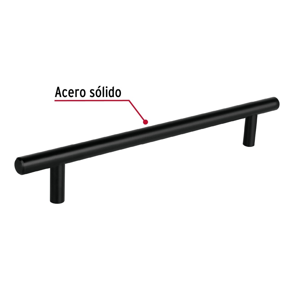 Jaladera de 192mm estilo 'Cilindro' acabado negro, Hermex