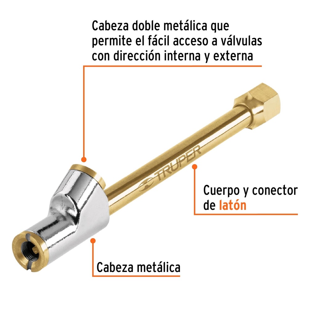 Inflador de cabeza doble, cuerda 1/4 NPT, Truper