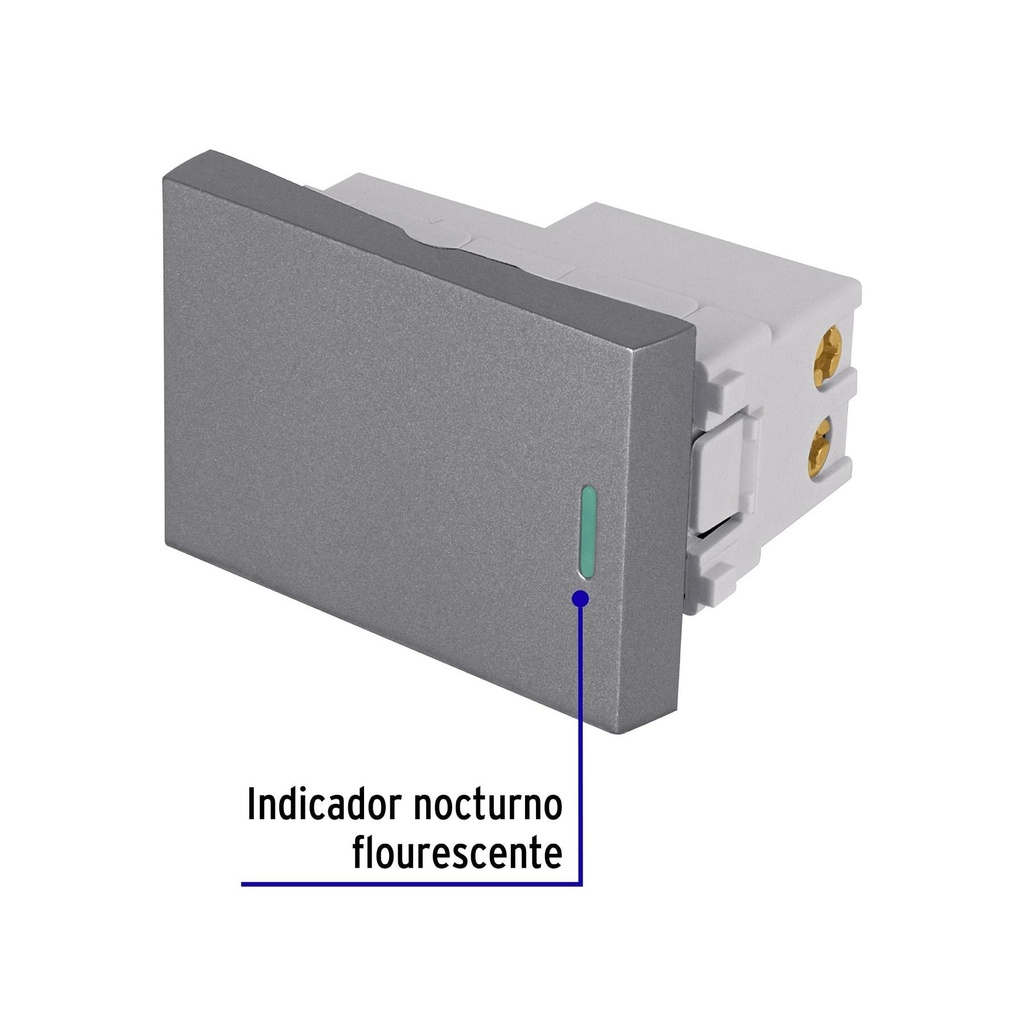 Interruptor 3 vías acero inox de 1.5 módulos, línea Lisboa