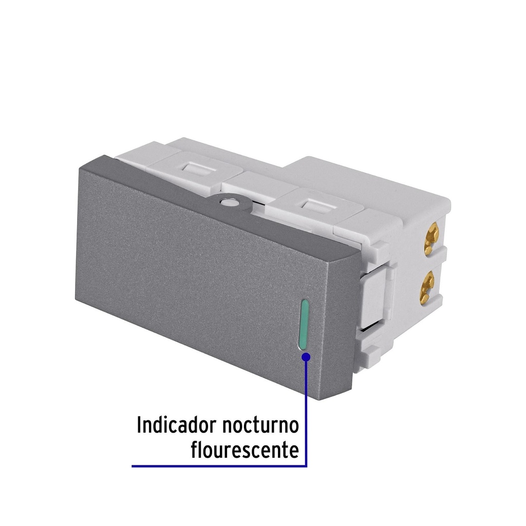 Interruptor de 3 vías acero inox de 1 módulo, línea Lisboa