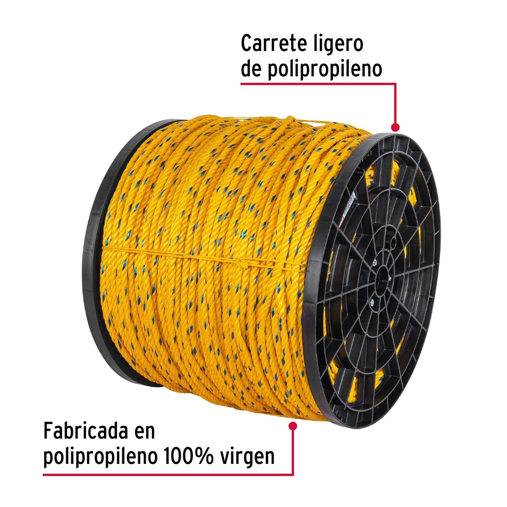 Metro de cuerda amarilla de 10 mm en rollo de 440 m, Fiero