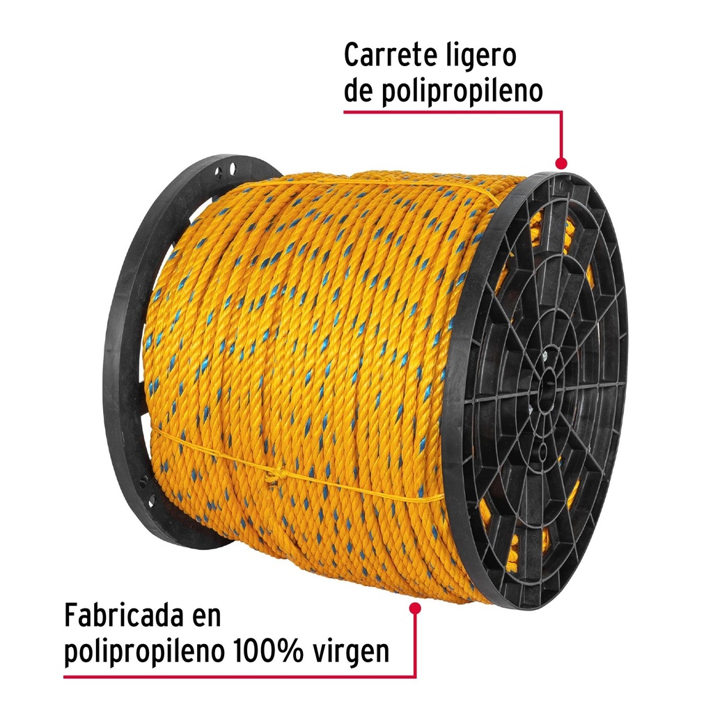 Metro de cuerda amarilla de 11 mm en rollo de 360 m, Fiero