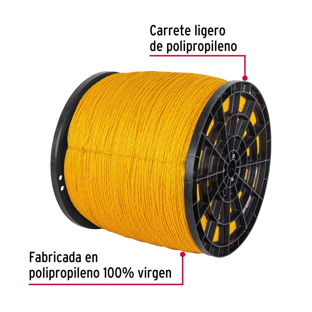 Metro de cuerda amarilla de 4 mm en rollo de 2,380 m, Fiero