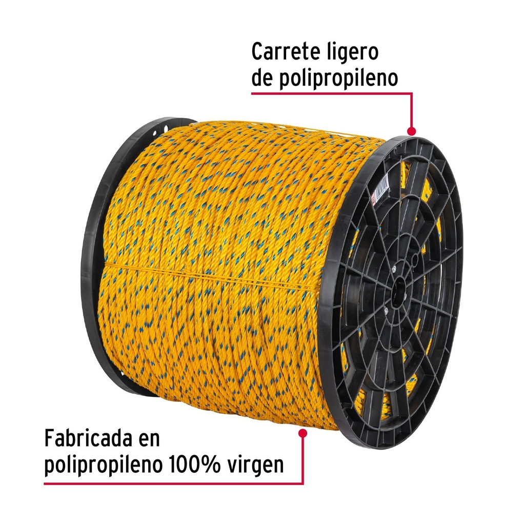 Metro de cuerda amarilla de 6 mm en rollo de 920 m, Fiero