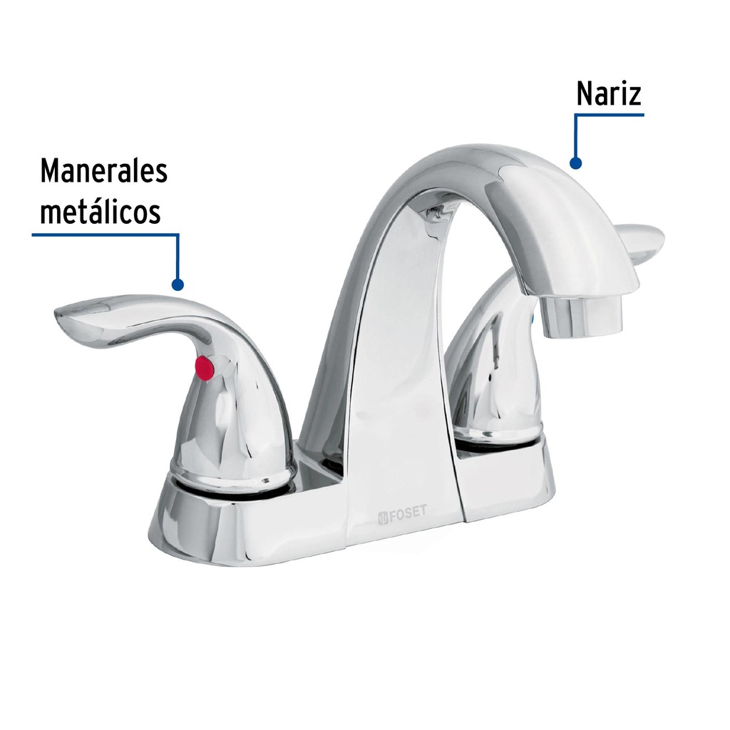 Mezcladora 4' cuello alto para lavabo, Foset Aero