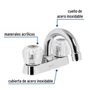 Mezcladora 4' para lavabo, cuello curvo, manerales acrílico