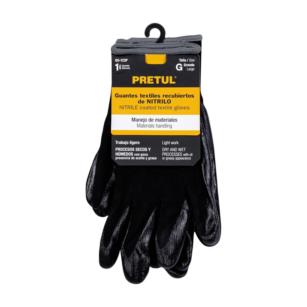 Guantes de nylon recubiertos de nitrilo, G, Pretul