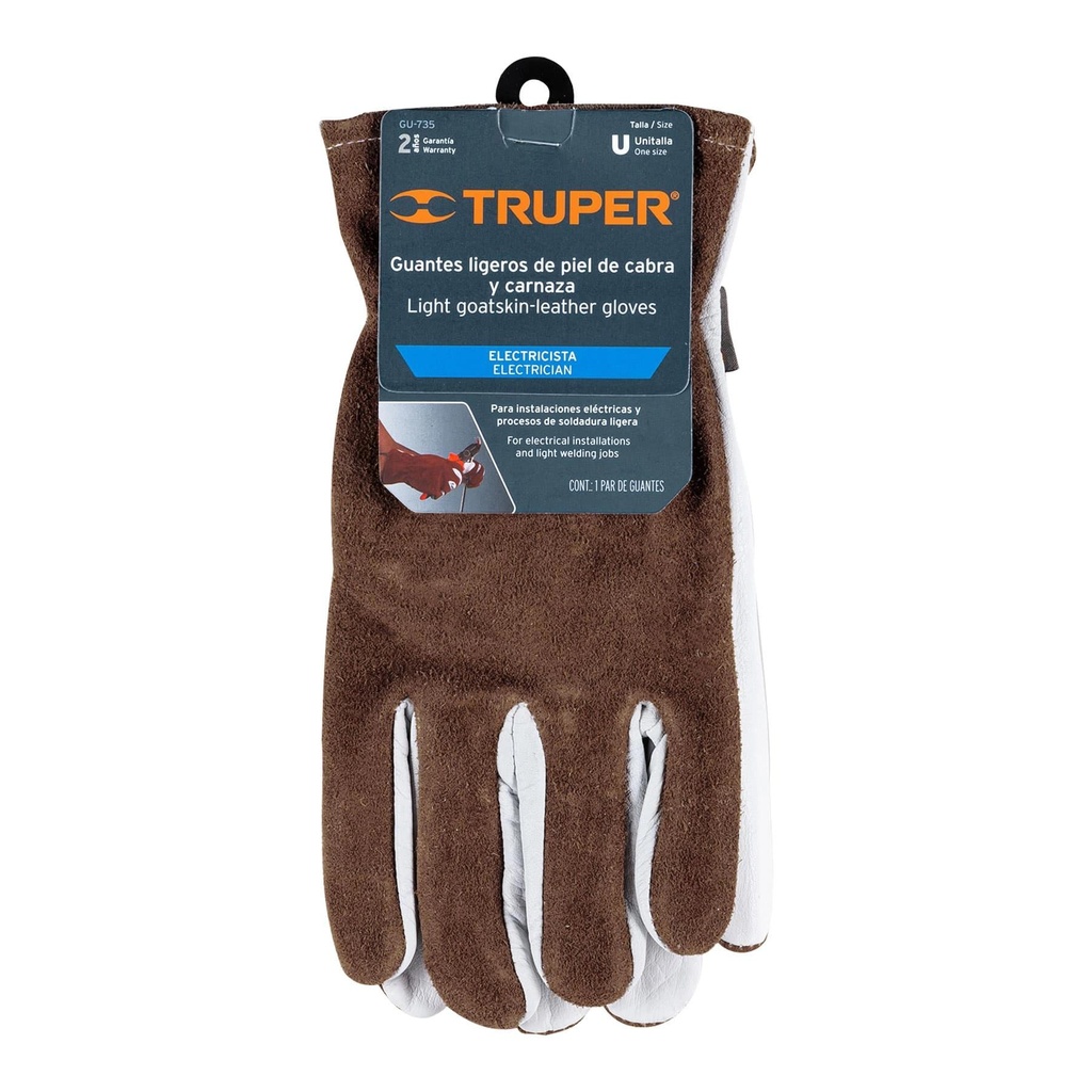 Guantes de piel de cabra con dorso de carnaza, Truper