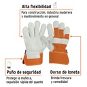 Guantes de piel de res y dorso de loneta, Truper