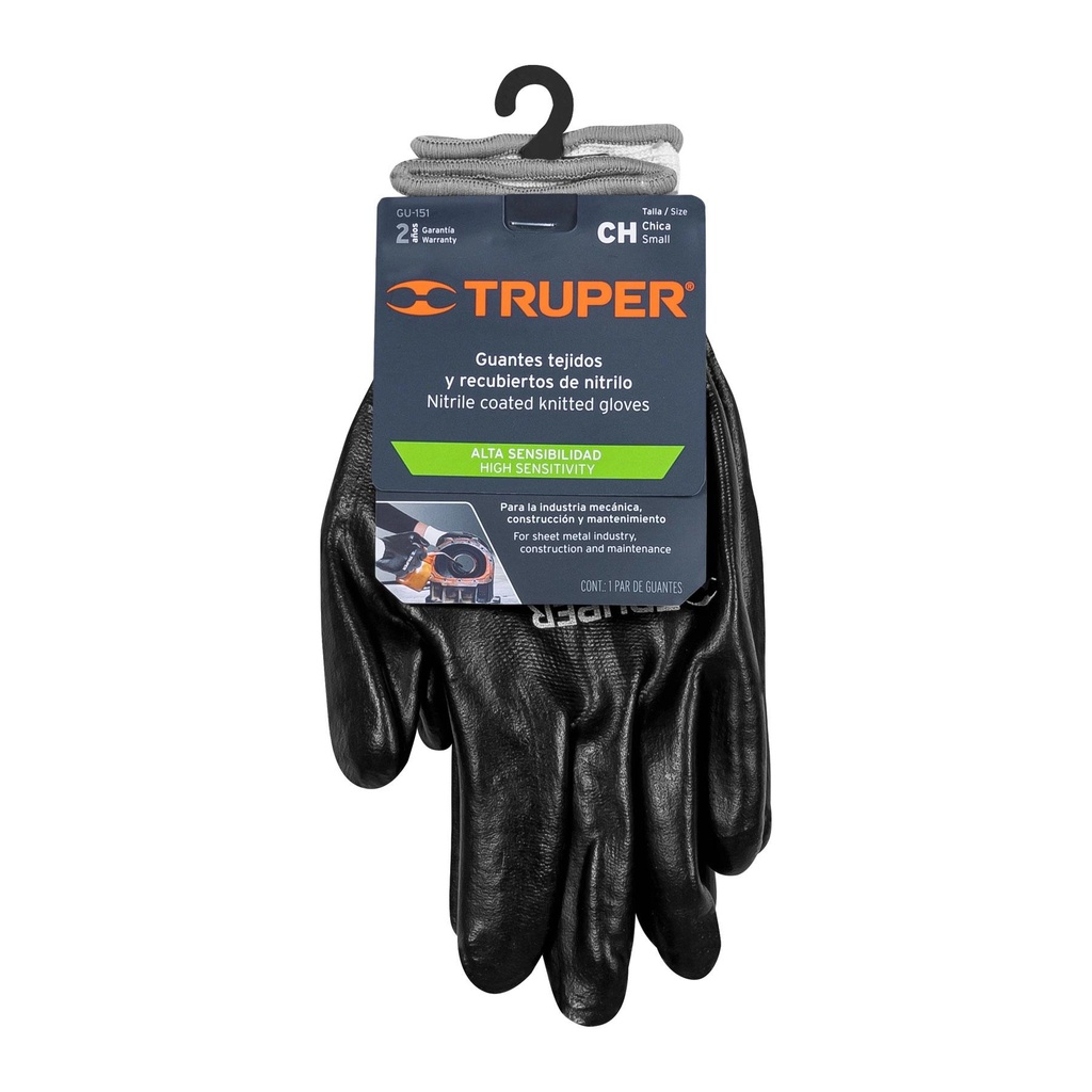 Guantes de poliéster con recubrimiento de nitrilo, CH,Truper