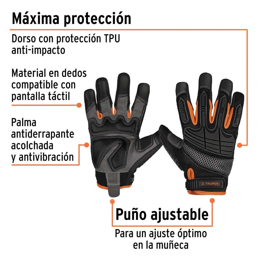 Guantes para mecánicos con protección anti-impacto, Truper