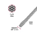 Metro de cable flexible 1/8' de acero 7x19 hilos, 75 m