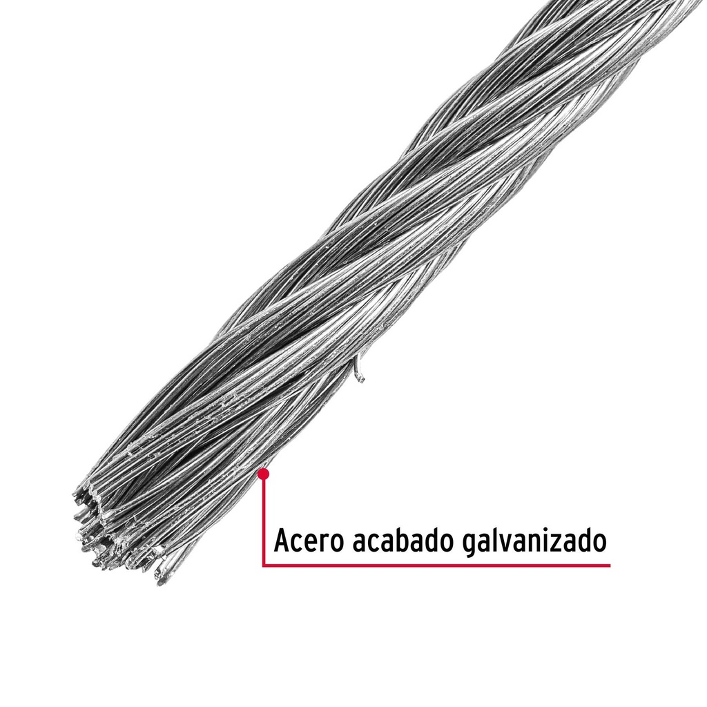 Metro de cable flexible 3/16' de acero 7x19 hilos, 75 m