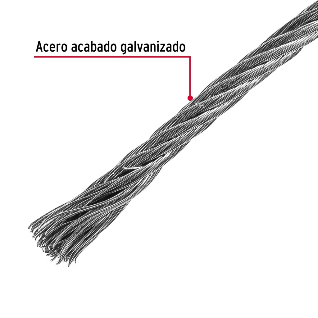 Metro de cable flexible 3/32' de acero 7x19 hilos, 75 m