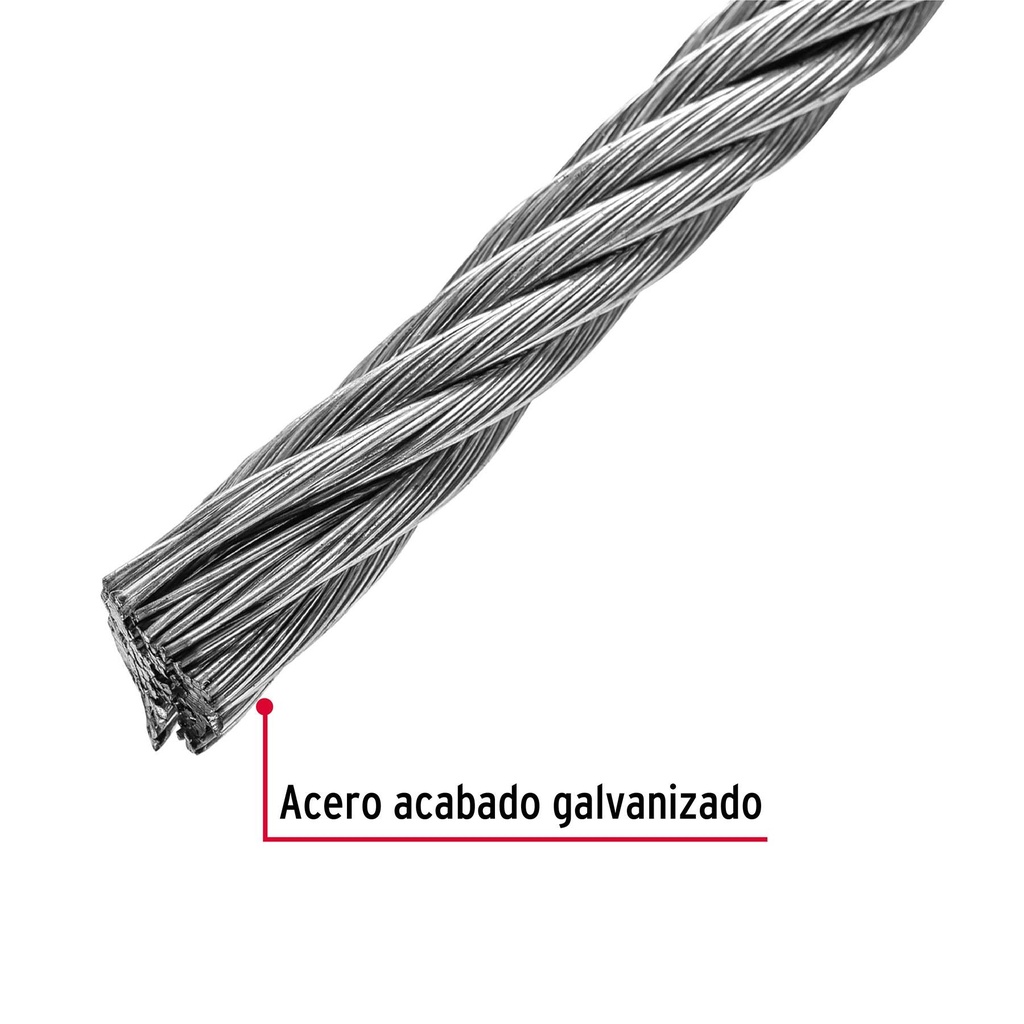 Metro de cable flexible 3/8' de acero 7x19 hilos, 75 m