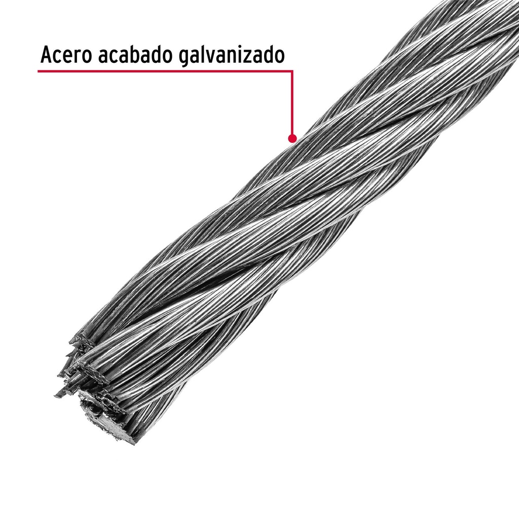 Metro de cable flexible 7/16' de acero 7x19 hilos, 75 m