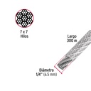 Metro de cable rígido 1/4' acero 7x7 recubierto PVC, 300 m