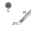 Metro de cable rígido 3/16' acero 7x7 recubierto PVC, 300 m