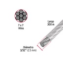 Metro de cable rígido 3/32' acero 7x7 recubierto PVC, 300 m